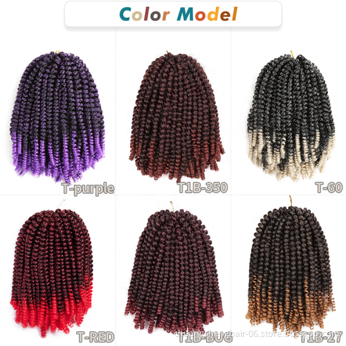Good Quality 8inch braiding hair curly braid bob red bulk color unstreched extension ombre bomb braids crochet spring twist hair
